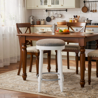 Sunvega 360 Degree Swivel Wooden Bar Stool with Upholstered Seat for Dining and Living Room