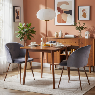 Sunvega Contemporary Velvet Upholstered Dining Chairs with Tapered Metal Legs Set of 2