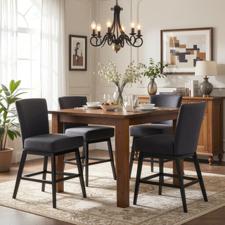 Sunvega Fabric Swivel Counter Stool with Sturdy Birch Legs for Entertaining Areas
