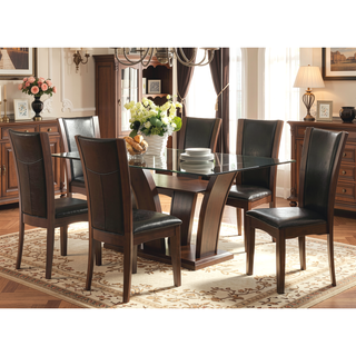 Sunvega Contemporary Dark Cherry Brown Leatherette Cushion Side Chairs Set Of 2