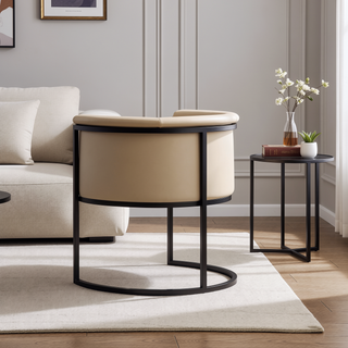 Sunvega Modern Faux Leather Upholstered Dining Chair with Geometric Metal Frame