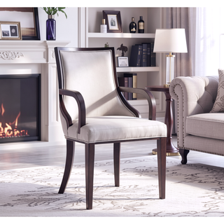 Sunvega Traditional Dining Armchair in Light Gray Faux Leather and Velvet Upholstery