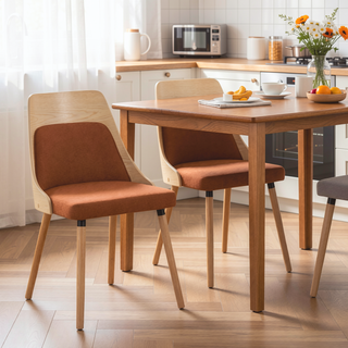 Sunvega Mid-Century Modern Dining Chair with Padded Woven Fabric and Bent Wood