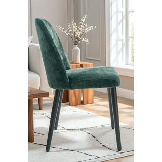 Sunvega Dark Green Fabric Armless Chair with Metal Legs for Kitchen Restaurant Living Room