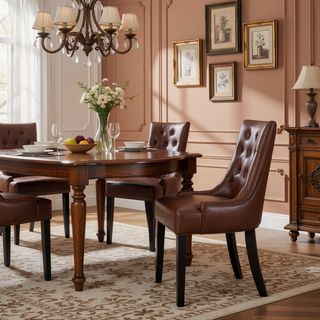 Sunvega Contemporary Upholstered Dining Chairs with Tufted Diamond Stitch and Wood Legs