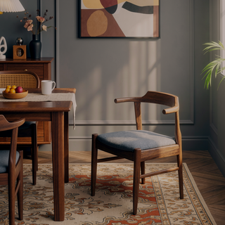 Sunvega Mid-Century Modern Gray Fabric Dining Chair with Solid Wood Frame 18.50" L x 22.50" W x 28.00" H Farmhouse Kitchen Side Chairs with Foot Pegs (Set of 2)