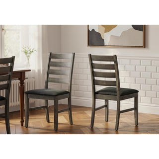 Sunvega Set of 2 Antique Grey Upholstered Transitional Dining Chairs for Kitchen