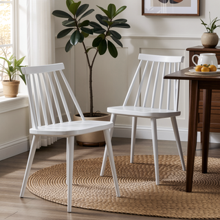 Sunvega Farmhouse Spindle Back Dining Chairs Set of 2 in Sturdy Polypropylene