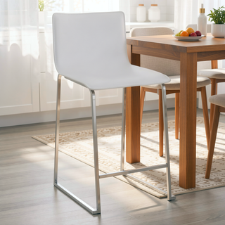 Sunvega Modern Counter Stool with Faux Leather Upholstery and Metal Base