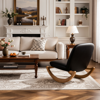 Sunvega Stackable Solid Oak Dining Chair with Faux Leather Upholstery