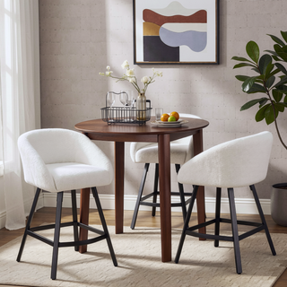 Sunvega Upholstered Bar Stool with Soft Backrest and Armrest for Kitchen Island