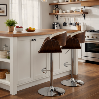 Sunvega Adjustable Black and Chrome Bar Stool with Backrest and Footrest