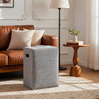 Sunvega Modern Upholstered Caster Chair in Ashen Grey Performance Fabric