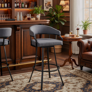 Sunvega 26 Inch Swivel Bar Stool with Faux Leather Upholstery and Metal Base