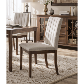 Sunvega Contemporary Wooden Dining Chairs with Beige Fabric Upholstered Seat and Back