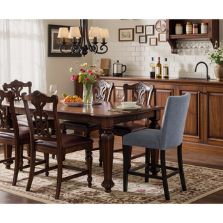 Sunvega Armless Parson Counter Height Chair with Weathered Espresso Finish Set of 2