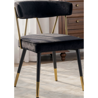 Sunvega Stylish Velvet Dining Chairs with Gold Trim and Padded Seat Set of 2