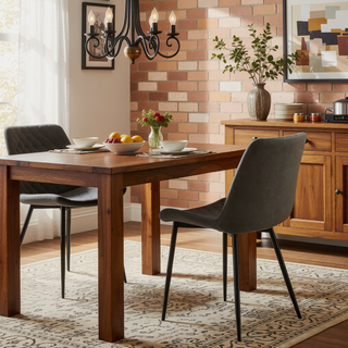 Sunvega Mid-Century Modern Leathaire Dining Chairs Set of 4 with Metal Legs