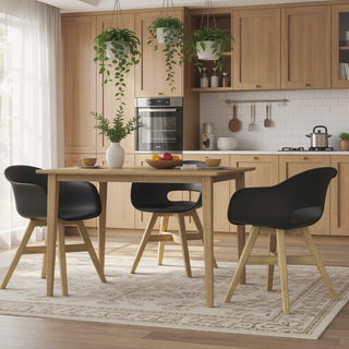 Sunvega Solid Acacia Wood and Plastic Outdoor Dining Chairs Set of 2 Black