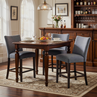 Sunvega Gray Weathered Espresso Parson Style Counter Height Chairs with Padded Seat