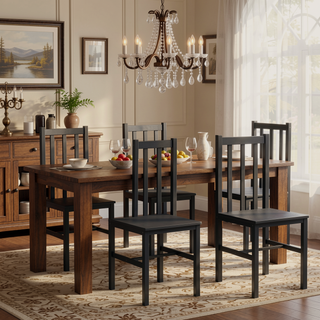 Sunvega Solid Pine Wood Farmhouse Dining Chairs Set of 4 with Slat Back