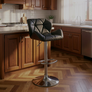 Sunvega Adjustable Bar Stool Set with Chrome Metal Base and Tufted Upholstery