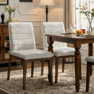 Sunvega Mid-Century Modern Burnt Orange Velvet Dining Chair Set with Walnut Solid Wood Base