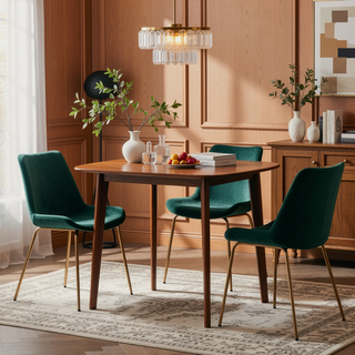 Sunvega Modern Velvet Dining Chair Set of 2 with Golden Plated Legs and Soft Velvet Upholstery
