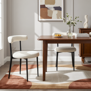 Sunvega Modern Metal Frame Dining Chairs Set of 2 with Curved Open Backrests