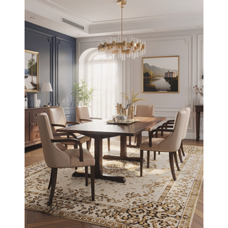 Sunvega Modern Dining Armchair with Faux Leather Upholstery and Solid Beech Wood Frame