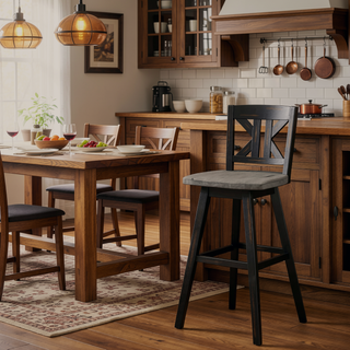 Sunvega Solid Rubberwood Counter Height Dining Table with Distressed Gray Finish