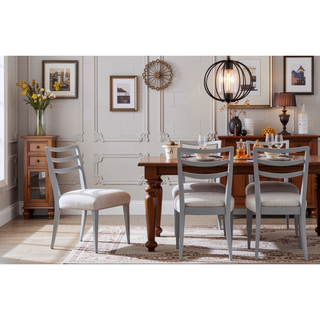 Sunvega Ocean Colored Finish Polyester Upholstered Ladderback Side Dining Chair Set of 2