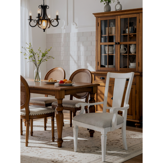 Sunvega Rustic Gray and Weathered White Finish Poplar Wood Dining Table With Leaf