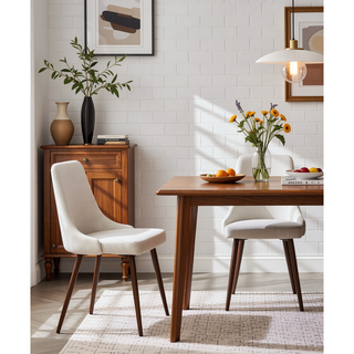 Sunvega Modern Upholstery Dining Chairs Set of 2 with Plush Foam and Wooden-Print Legs