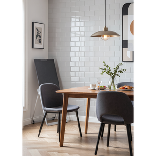 Sunvega Grey Faux Leather and Fabric Dining Chairs with 19 Inch Seat Height