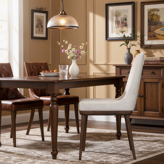 Sunvega Mid-Century Modern Dining Chair Set of 2 with Padded Linen Upholstery