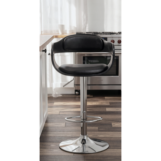 Sunvega Hydraulic Swivel Adjustable PU Leather Barstool for Breakfast Bars