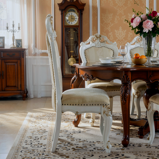 Sunvega Butterscotch Faux Leather Upholstered Side Chairs with Antique Pearl Finish