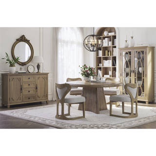 Sunvega English Knotty Oak Wrap Chair with Curved Back and Upholstered Seat
