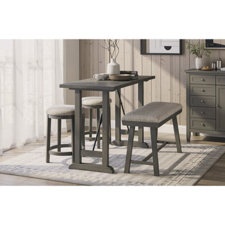 Sunvega Light Gray Finish Industrial Wood Frame Counter Height Stools Set of 2