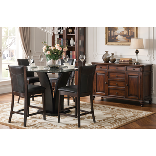 Sunvega Espresso Finish Dark Brown Faux Leather Upholstered Counter Height Chairs