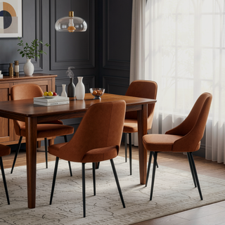 Sunvega Marcel Contemporary Dining Chair Set with Grey Faux Leather and Black Frame