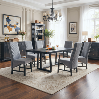 Sunvega Modern Upholstered Dining Chairs with Gray Corduroy Comfort and Wooden Frame