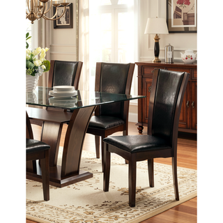 Sunvega Contemporary Dark Cherry Brown Leatherette Cushion Side Chairs Set Of 2