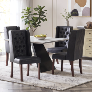 Sunvega Contemporary Tufted Dining Chairs with High Back and Birch Wood Legs