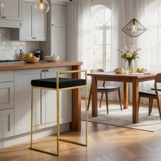Sunvega Gold and Black Velvet Upholstered Stackable Counter Stool Set of 2