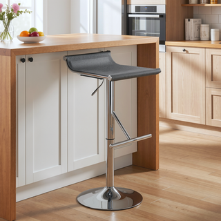 Sunvega Adjustable Chrome Bar Stool with Silver Mesh Seat and Swivel Base