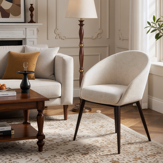 Sunvega Renee Contemporary Chair with Cream Noise Fabric and Copper Metal Legs