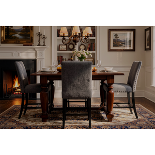 Sunvega White Fabric Finish Bar Stool with Nailhead Trim in Transitional Style