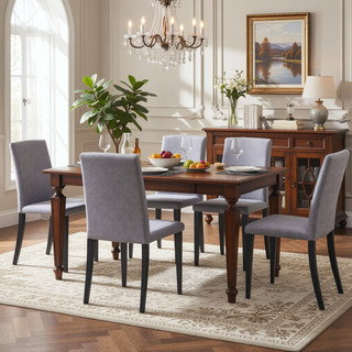 Sunvega Black PU Dining Chairs with Silver Metal Legs and High Elasticity Sponge Filling for Living Room